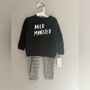 Cat & Jack Baby Milk Monster Halloween Matching Set SZ 18M Black White New